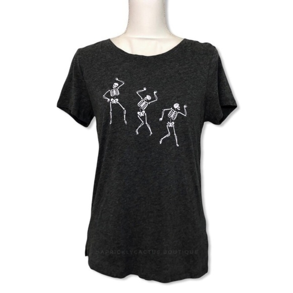 NWT C&C California Dancing Skeletons Heather Grey T-Shirt Tee Top New Halloween